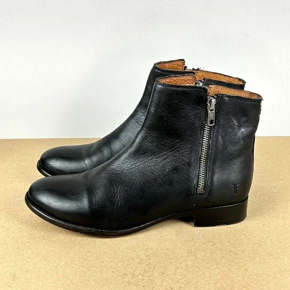 Frye carly double zip leather boots cheap